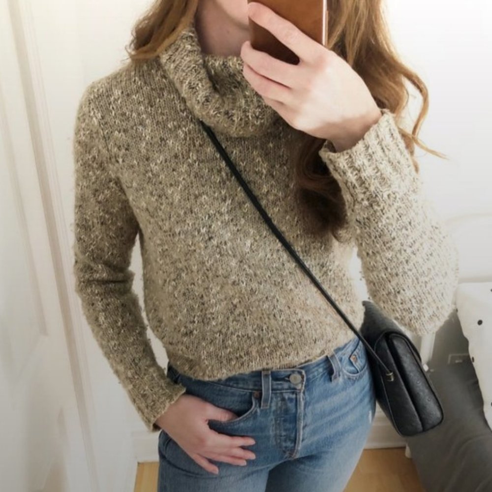 Soft Joie Chunky Cowl Neck Marbled Knit Sweater